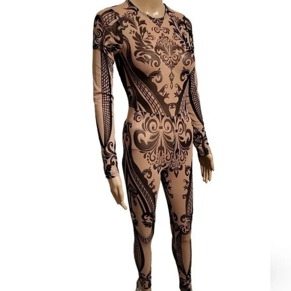 NWOT KTOO All Sheer Mesh Printed Jumpsuit (Size S)B - Picture 8 of 13